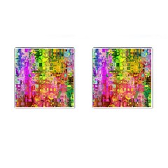 Color Abstract Artifact Pixel Cufflinks (Square)