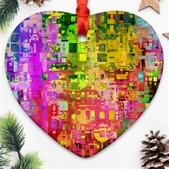 Color Abstract Artifact Pixel Heart Ornament (Two Sides)