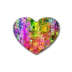 Color Abstract Artifact Pixel Heart Coaster (4 pack) 