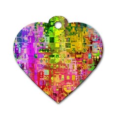 Color Abstract Artifact Pixel Dog Tag Heart (Two Sides)