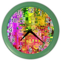 Color Abstract Artifact Pixel Color Wall Clock