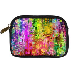 Color Abstract Artifact Pixel Digital Camera Leather Case