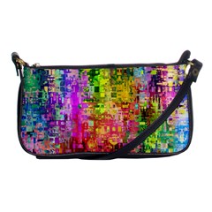 Color Abstract Artifact Pixel Shoulder Clutch Bag by Sapixe