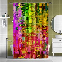 Color Abstract Artifact Pixel Shower Curtain 48  x 72  (Small) 