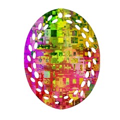 Color Abstract Artifact Pixel Ornament (Oval Filigree)