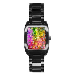 Color Abstract Artifact Pixel Stainless Steel Barrel Watch