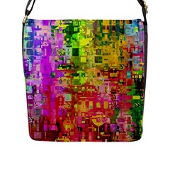 Color Abstract Artifact Pixel Flap Closure Messenger Bag (L)