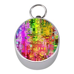 Color Abstract Artifact Pixel Mini Silver Compasses