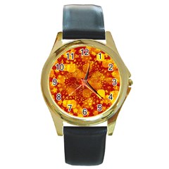 Christmas Star Advent Background Round Gold Metal Watch by Sapixe