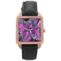 Beefsteak Plant Perilla Frutescens Rose Gold Leather Watch  by Sapixe