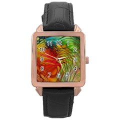 Texture Art Color Pattern Rose Gold Leather Watch 