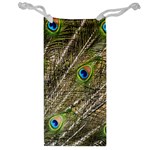 Peacock Feathers Color Plumage Green Jewelry Bag Front