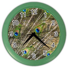 Peacock Feathers Color Plumage Green Color Wall Clock by Sapixe