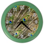 Peacock Feathers Color Plumage Green Color Wall Clock Front