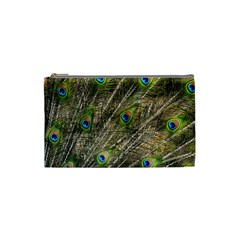 Peacock Feathers Color Plumage Green Cosmetic Bag (small) by Sapixe