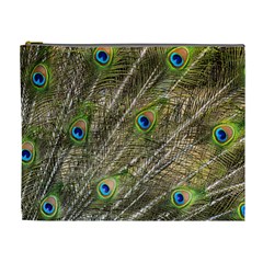 Peacock Feathers Color Plumage Green Cosmetic Bag (xl)