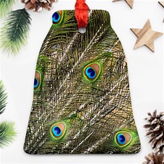 Peacock Feathers Color Plumage Green Bell Ornament (two Sides)