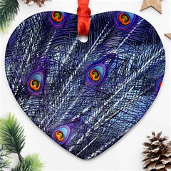 Peacock Feathers Color Plumage Blue Ornament (heart)