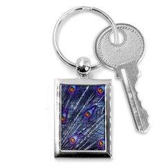 Peacock Feathers Color Plumage Blue Key Chains (rectangle)  by Sapixe