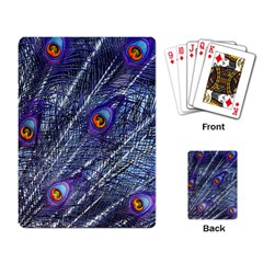 Peacock Feathers Color Plumage Blue Playing Cards Single Design by Sapixe