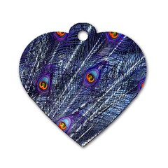 Peacock Feathers Color Plumage Blue Dog Tag Heart (one Side) by Sapixe