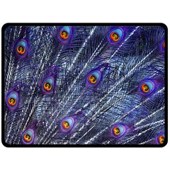 Peacock Feathers Color Plumage Blue Double Sided Fleece Blanket (large) 