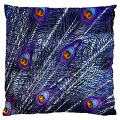 Peacock Feathers Color Plumage Blue Standard Flano Cushion Case (two Sides) by Sapixe