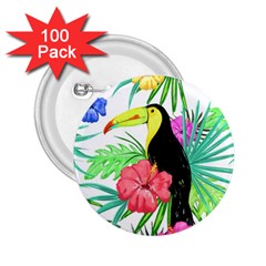 Leaves Tropical Nature Green Plant 2 25  Buttons (100 Pack)  by Sapixe