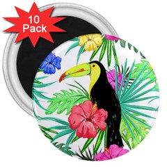 Leaves Tropical Nature Green Plant 3  Magnets (10 Pack)  by Sapixe