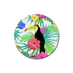 Leaves Tropical Nature Green Plant Rubber Coaster (round)  by Sapixe