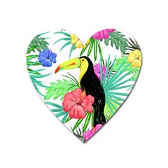 Leaves Tropical Nature Green Plant Heart Magnet by Sapixe