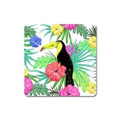 Leaves Tropical Nature Green Plant Square Magnet by Sapixe