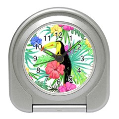 Leaves Tropical Nature Green Plant Travel Alarm Clock by Sapixe