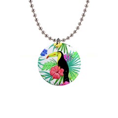 Leaves Tropical Nature Green Plant 1  Button Necklace by Sapixe