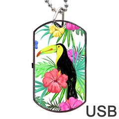 Leaves Tropical Nature Green Plant Dog Tag Usb Flash (two Sides) by Sapixe