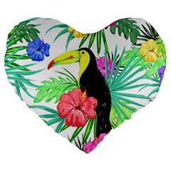 Leaves Tropical Nature Green Plant Large 19  Premium Heart Shape Cushions by Sapixe