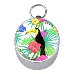 Leaves Tropical Nature Green Plant Mini Silver Compasses by Sapixe