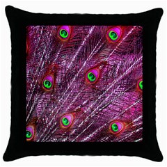 Peacock Feathers Color Plumage Throw Pillow Case (black) by Sapixe