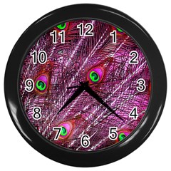 Peacock Feathers Color Plumage Wall Clock (black) by Sapixe