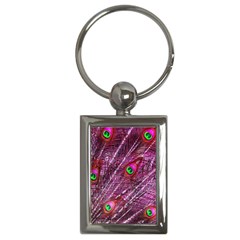 Peacock Feathers Color Plumage Key Chains (rectangle)  by Sapixe