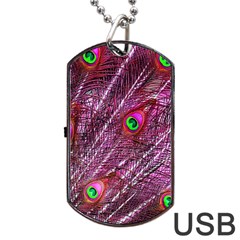 Peacock Feathers Color Plumage Dog Tag Usb Flash (two Sides) by Sapixe