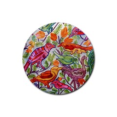 Art Flower Pattern Background Rubber Round Coaster (4 Pack)  by Sapixe