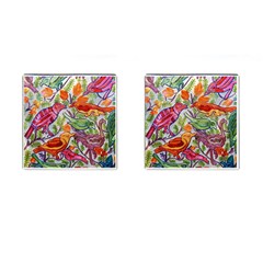 Art Flower Pattern Background Cufflinks (square) by Sapixe