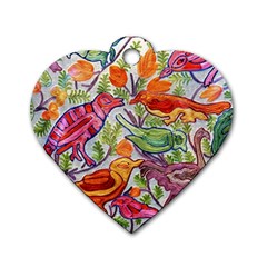 Art Flower Pattern Background Dog Tag Heart (two Sides) by Sapixe