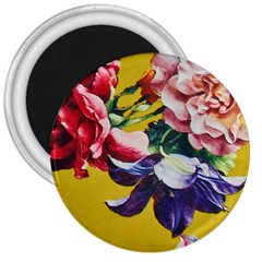 Textile Printing Flower Rose Cover 3  Magnets by Sapixe