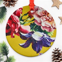 Textile Printing Flower Rose Cover Ornament (round) by Sapixe