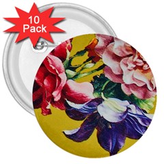 Textile Printing Flower Rose Cover 3  Buttons (10 Pack) 