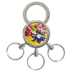 Textile Printing Flower Rose Cover 3-Ring Key Chains Front