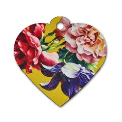 Textile Printing Flower Rose Cover Dog Tag Heart (two Sides)