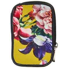 Textile Printing Flower Rose Cover Compact Camera Leather Case